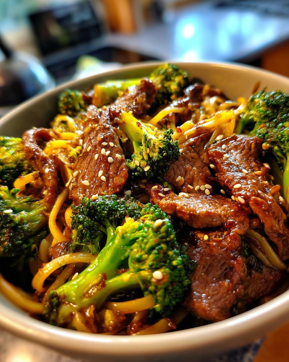 beef broccoli noodle stir fry - detail 1