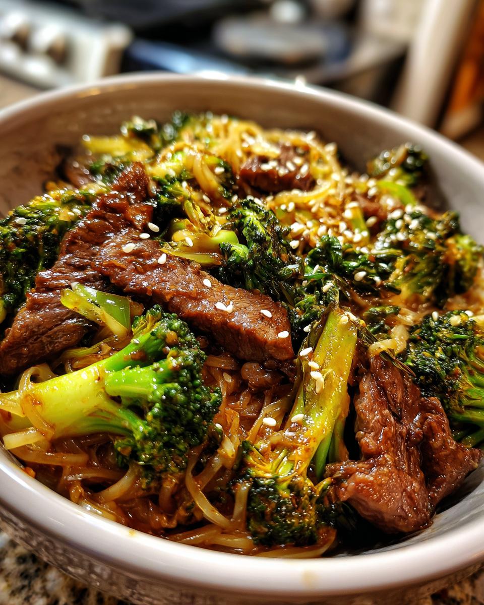 beef broccoli noodle stir fry - detail 2