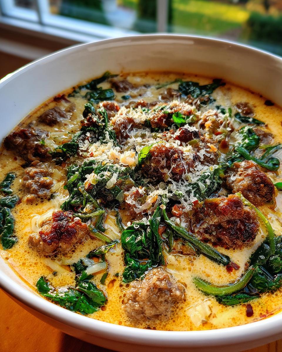 creamy parmesan italian sausage soup - detail 1
