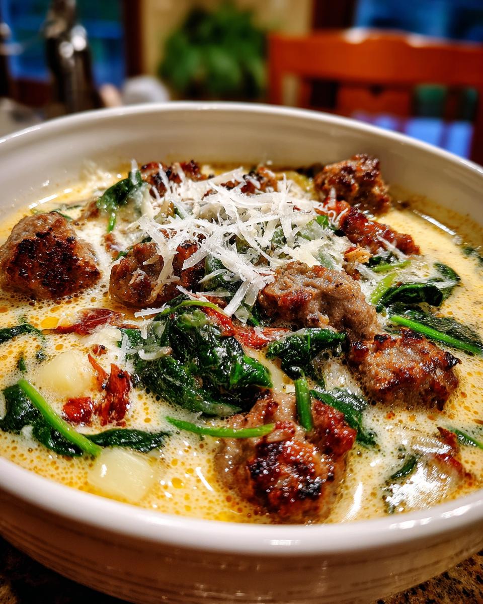 creamy parmesan italian sausage soup - detail 2