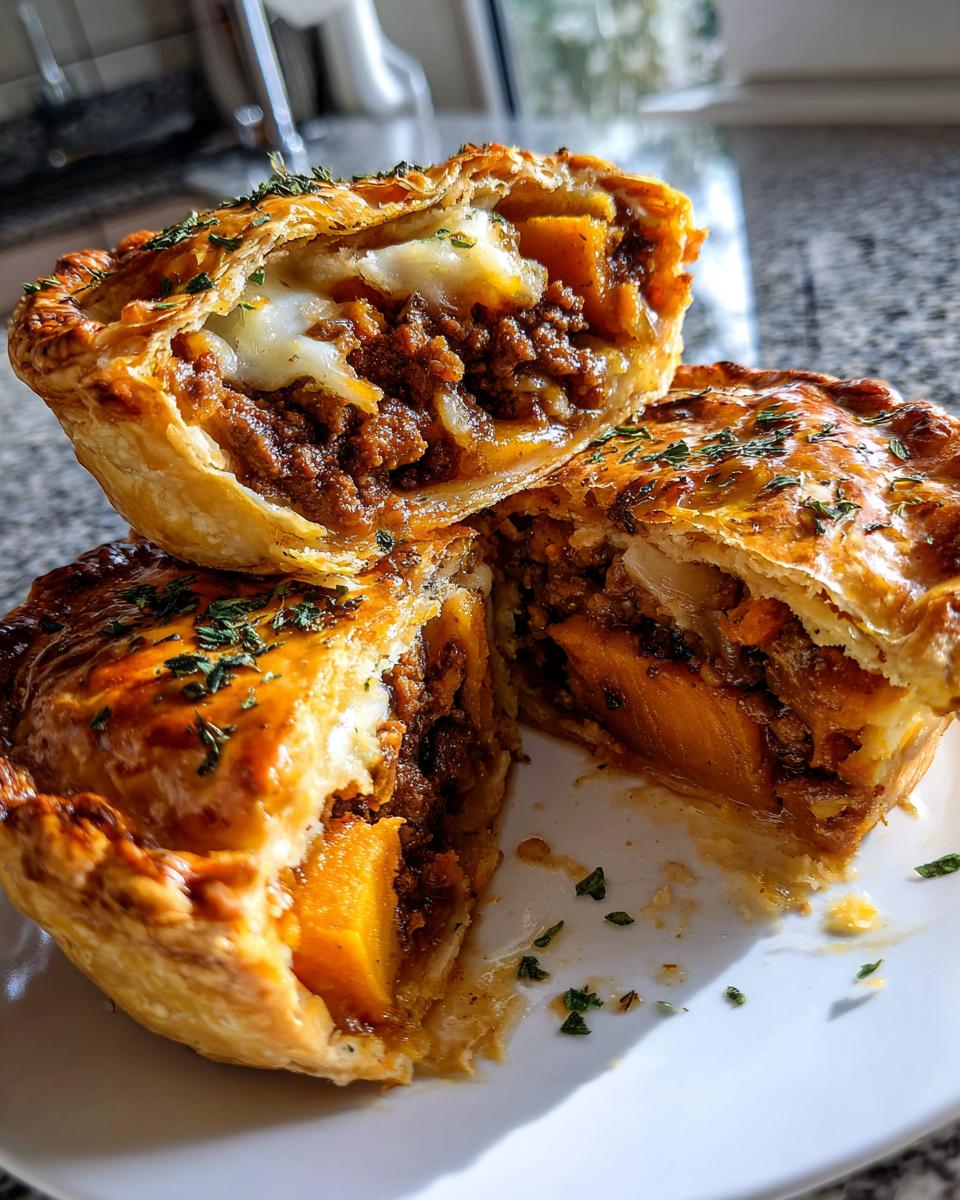minced wallaby and sweet potato pies