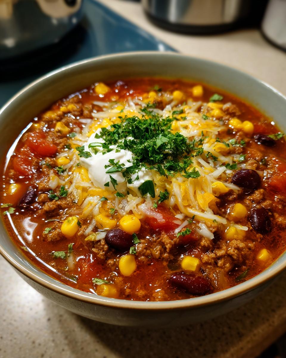 taco soup with ground beef - detail 2