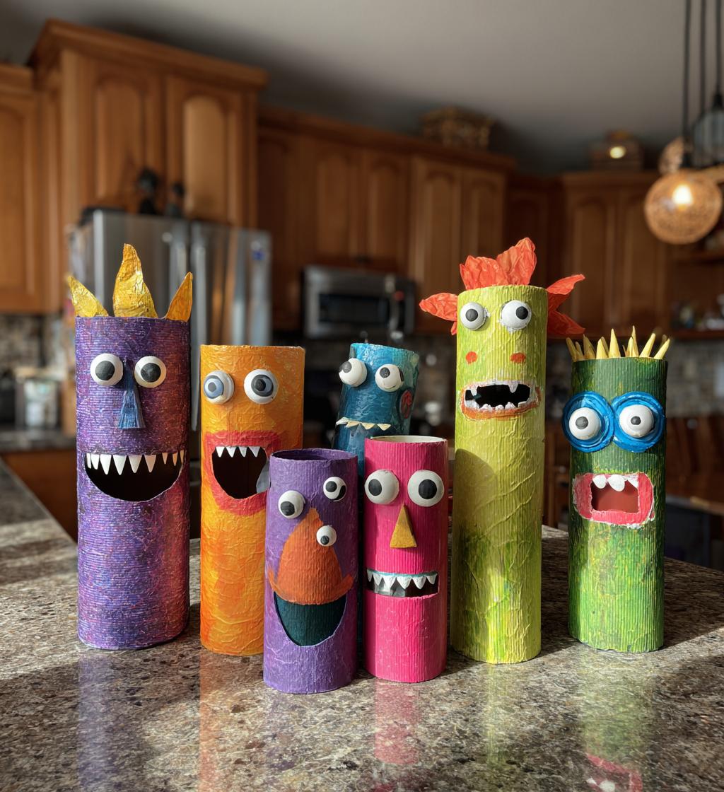 Cardboard Tube Monsters Halloween Craft