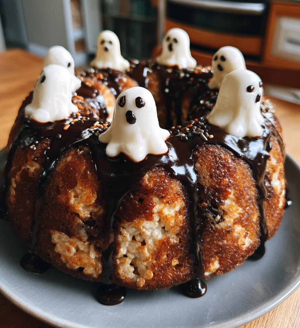 Halloween Ghost Rice Krispies Treats Bundt Cake - detail 1