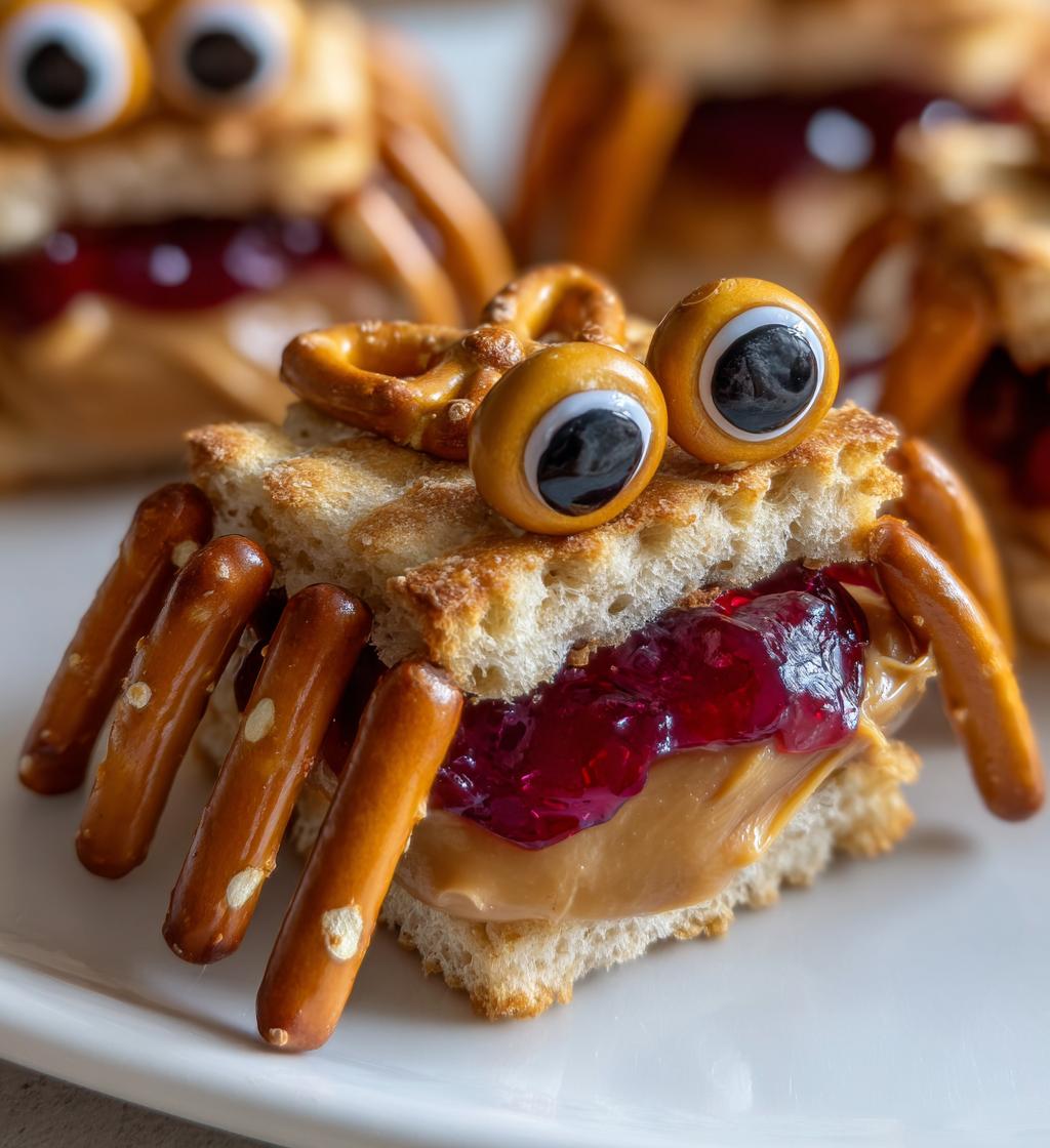 Peanut Butter and Jelly Spider Sandwiches