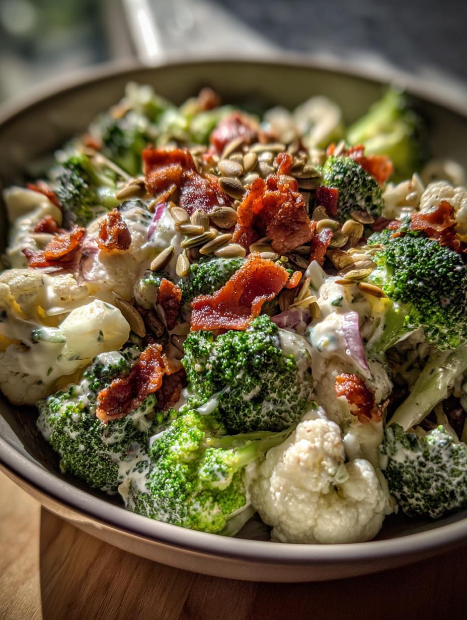amish broccoli cauliflower salad - detail 1