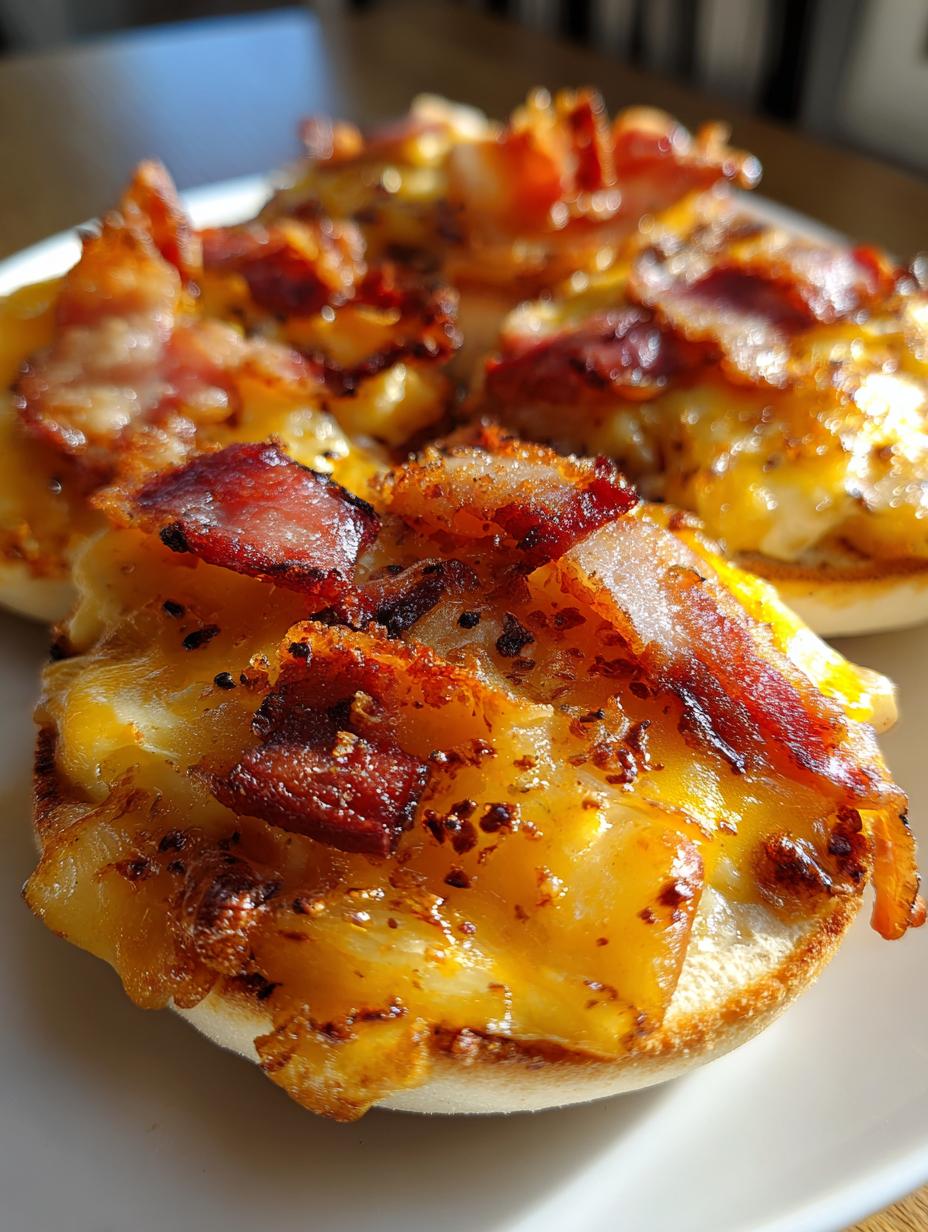 apple bacon cheese english muffins - detail 1