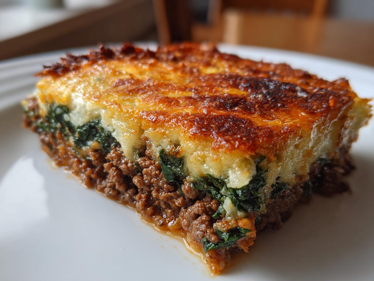 aussie minced lamb and spinach bake - detail 1