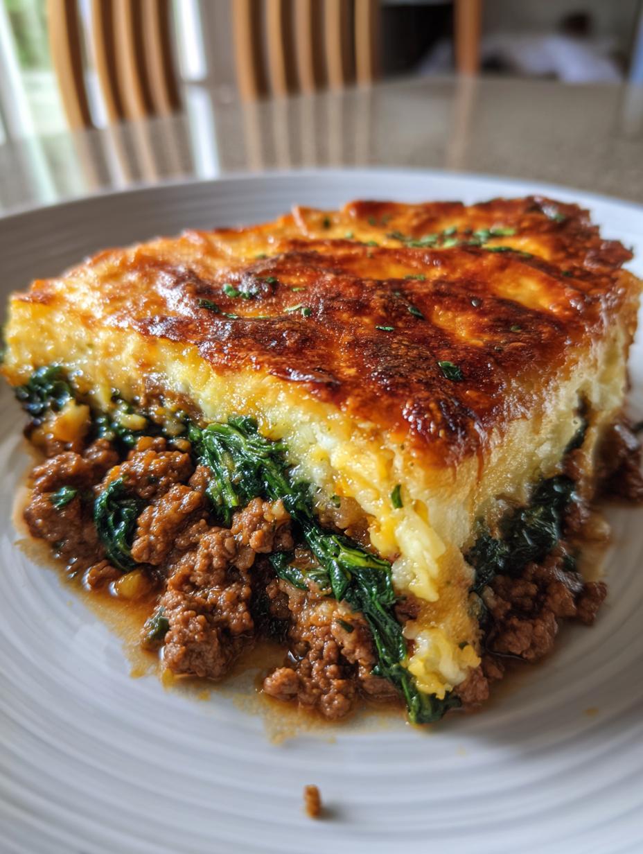 aussie minced lamb and spinach bake