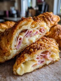 baked ham and cheese croissants