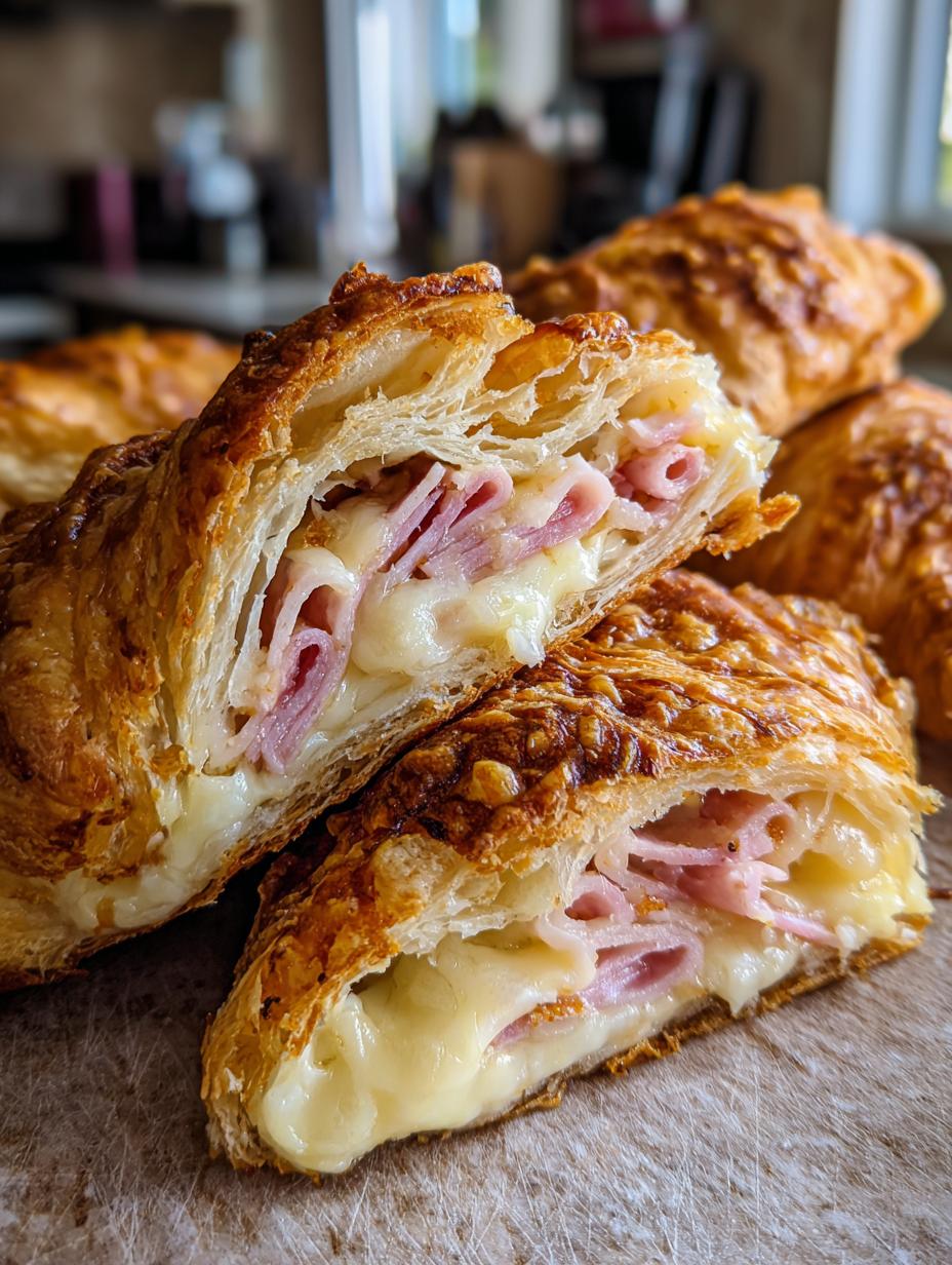 baked ham and cheese croissants