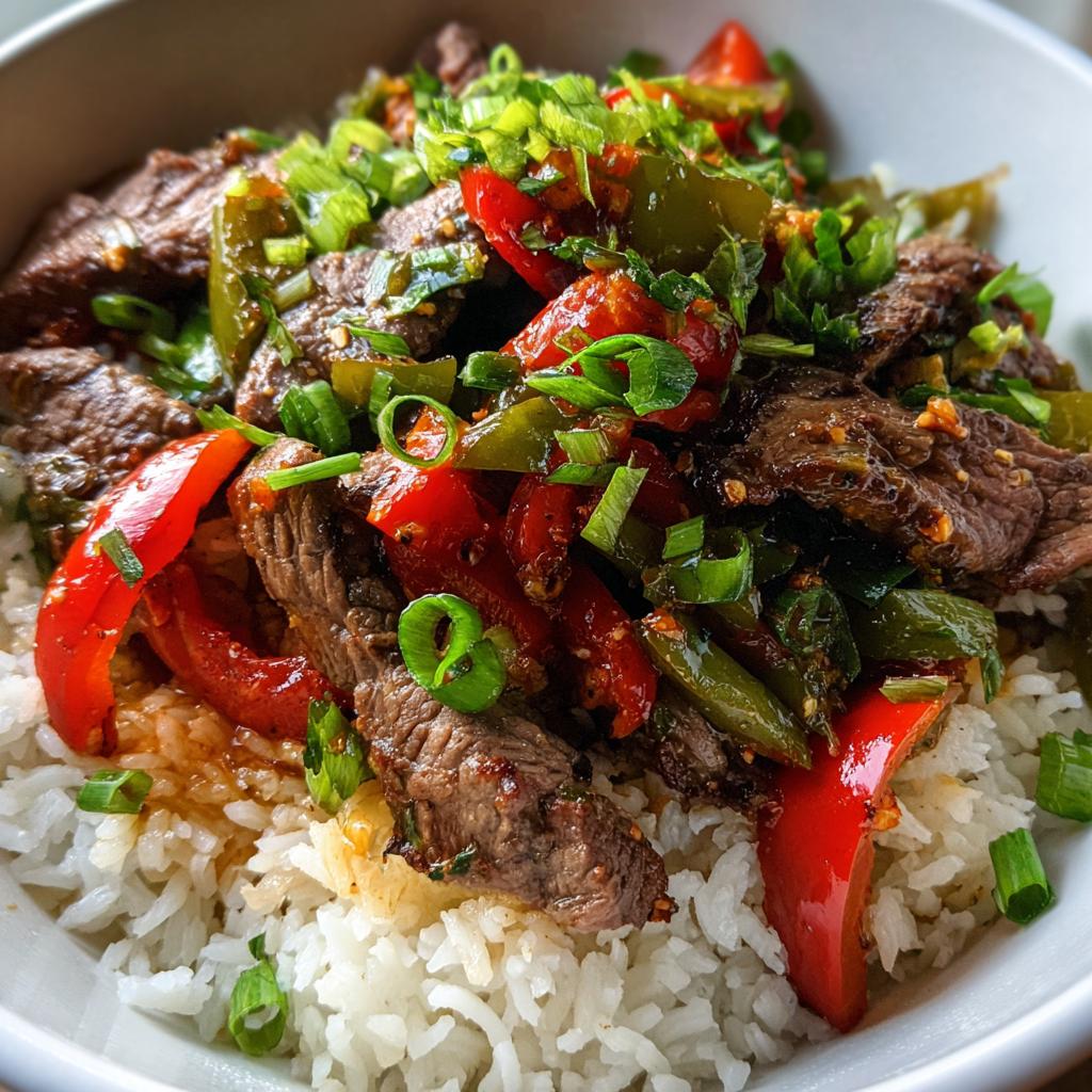 beef and pepper rice bowl - detail 1