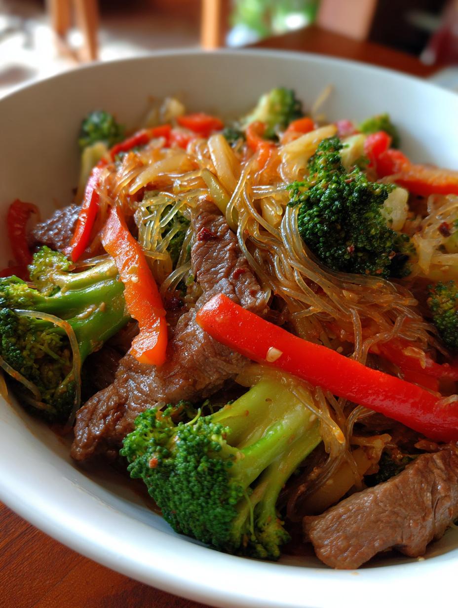 beef glass noodles stir fry - detail 1