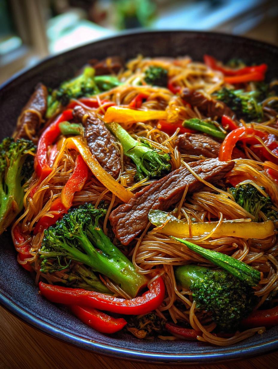 beef glass noodles stir fry