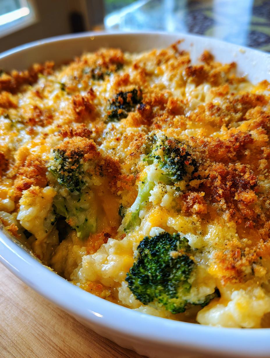 broccoli cheese rice casserole - detail 1