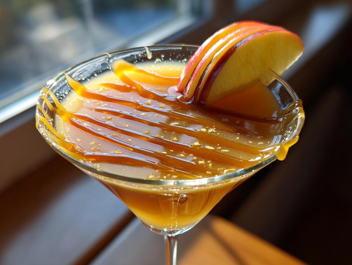 caramel apple cider martini cocktail recipe