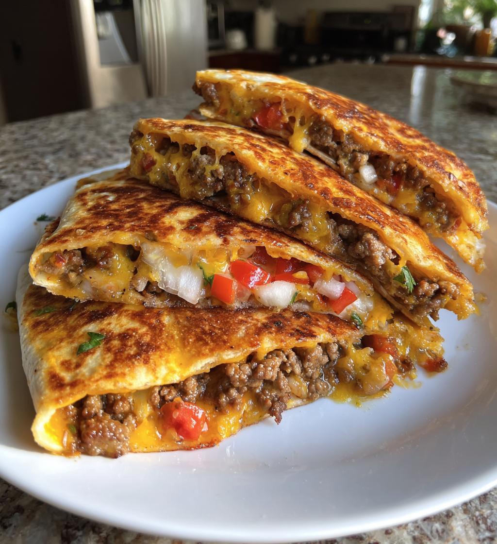 cheeseburger quesadillas - detail 1