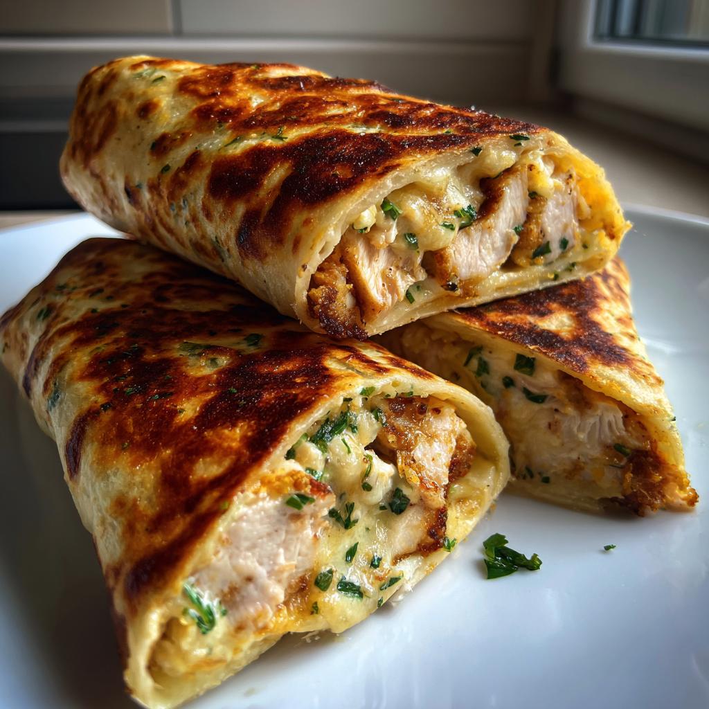 cheesy garlic chicken wraps