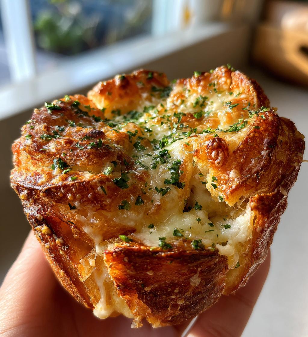 cheesy garlic cruffin