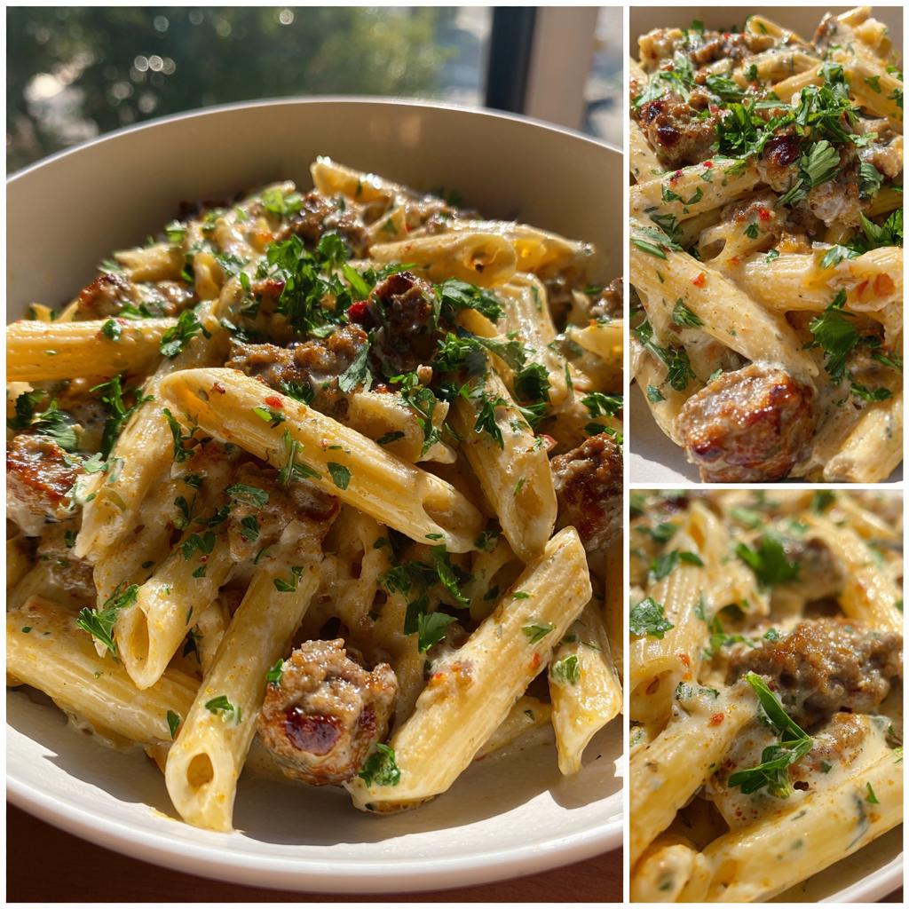 cheesy sausage pasta - detail 1