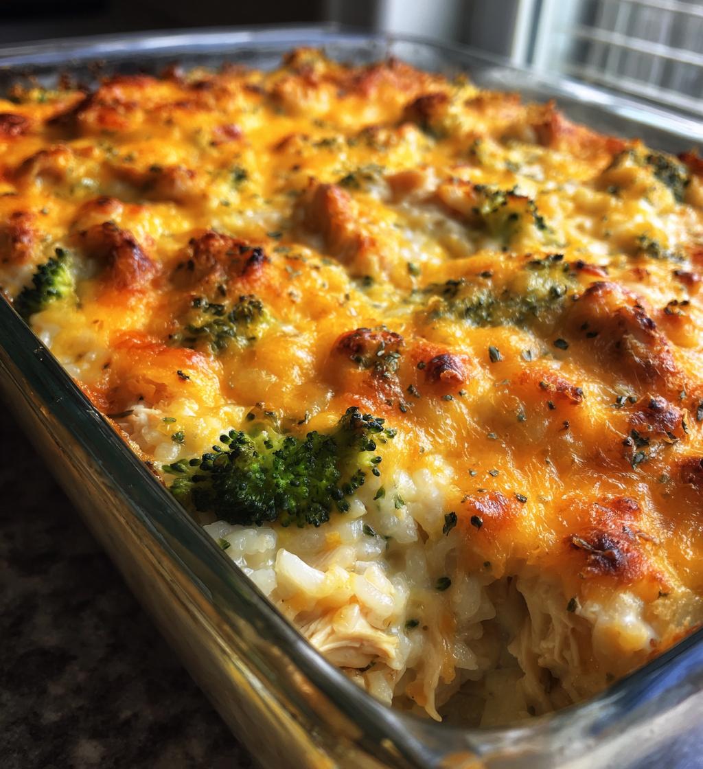 chicken broccoli rice cheese casserole - detail 1