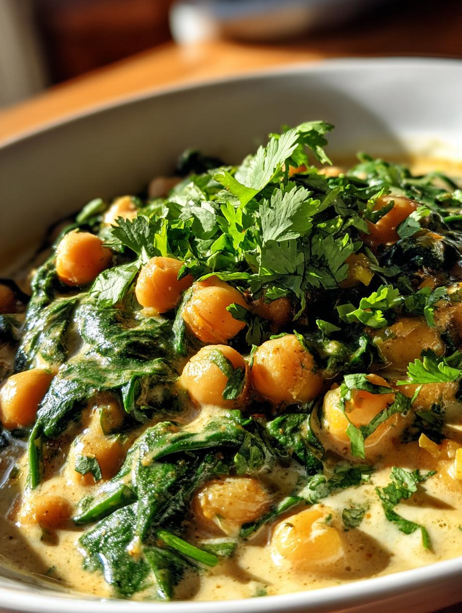 chickpea and spinach curry - detail 1