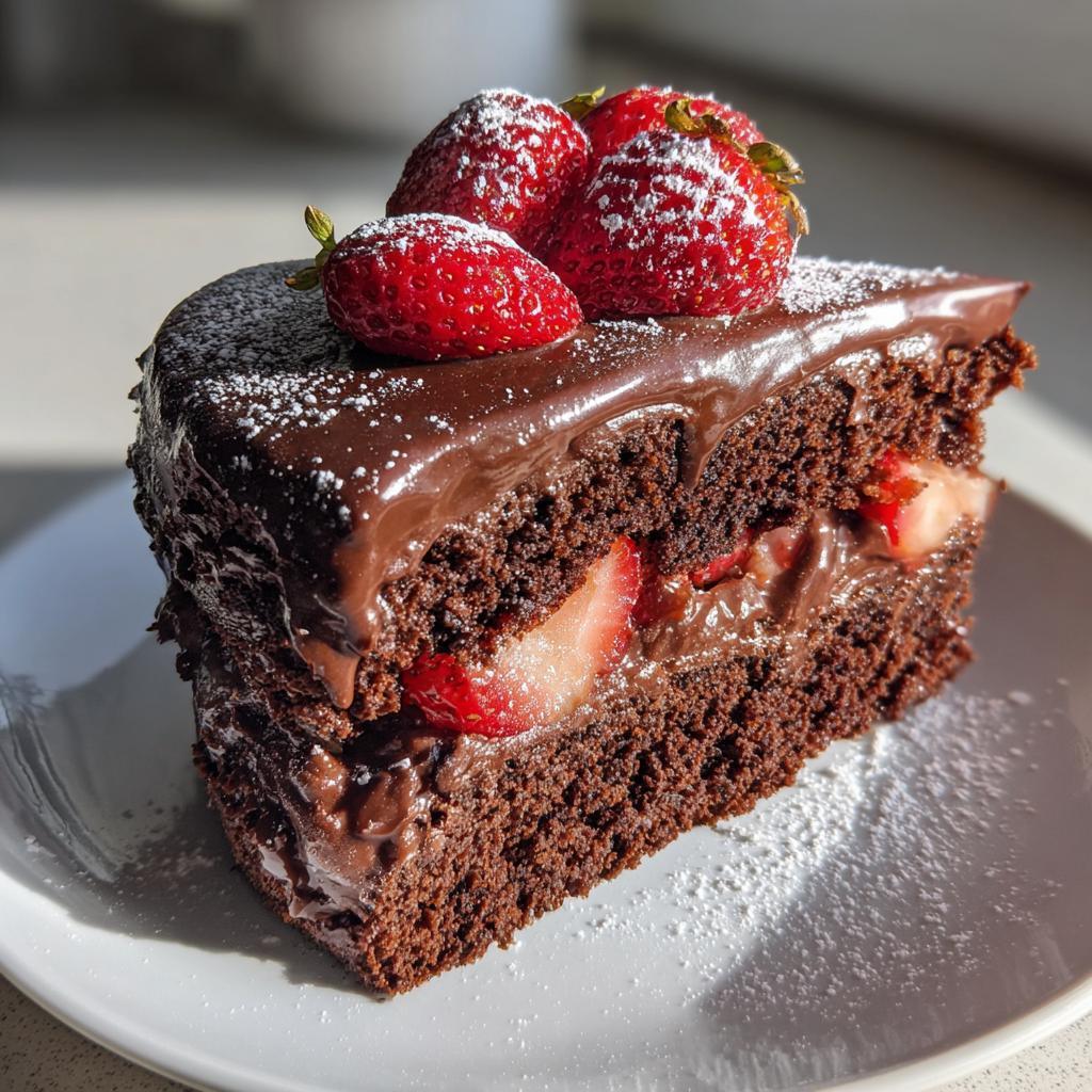 chocolate cake with strawberries