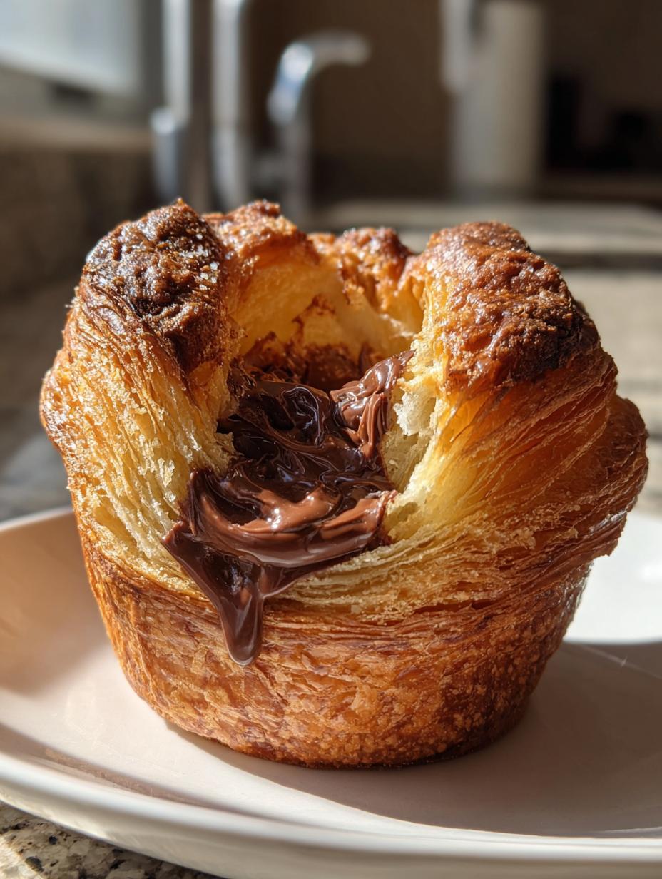 chocolate filled cruffins - detail 1