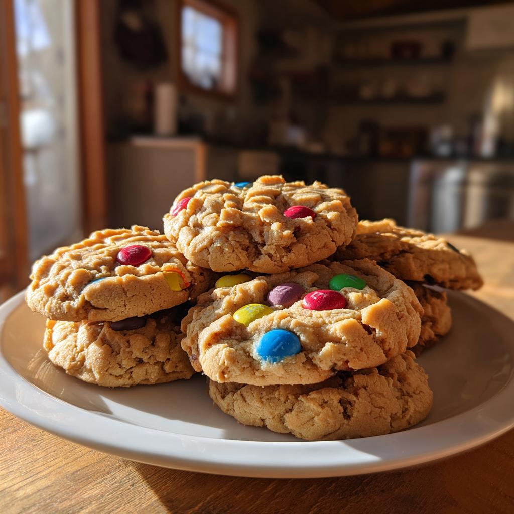 chunky peanut butter cookies with m&m's - detail 1