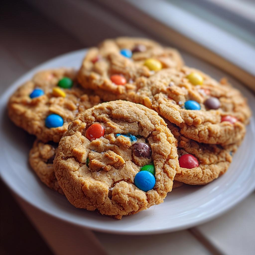chunky peanut butter cookies with m&m's