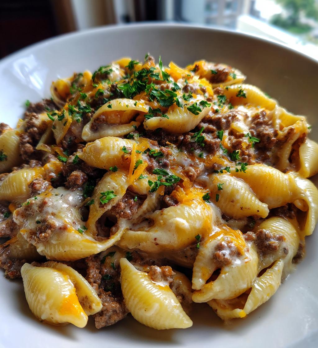 creamy beef and shells - detail 1