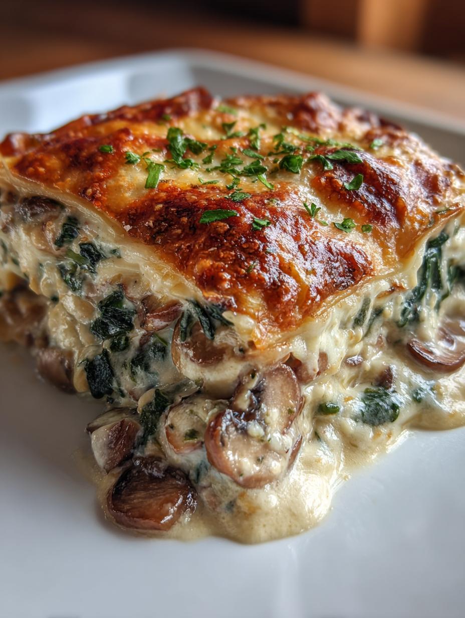 creamy spinach mushroom lasagna