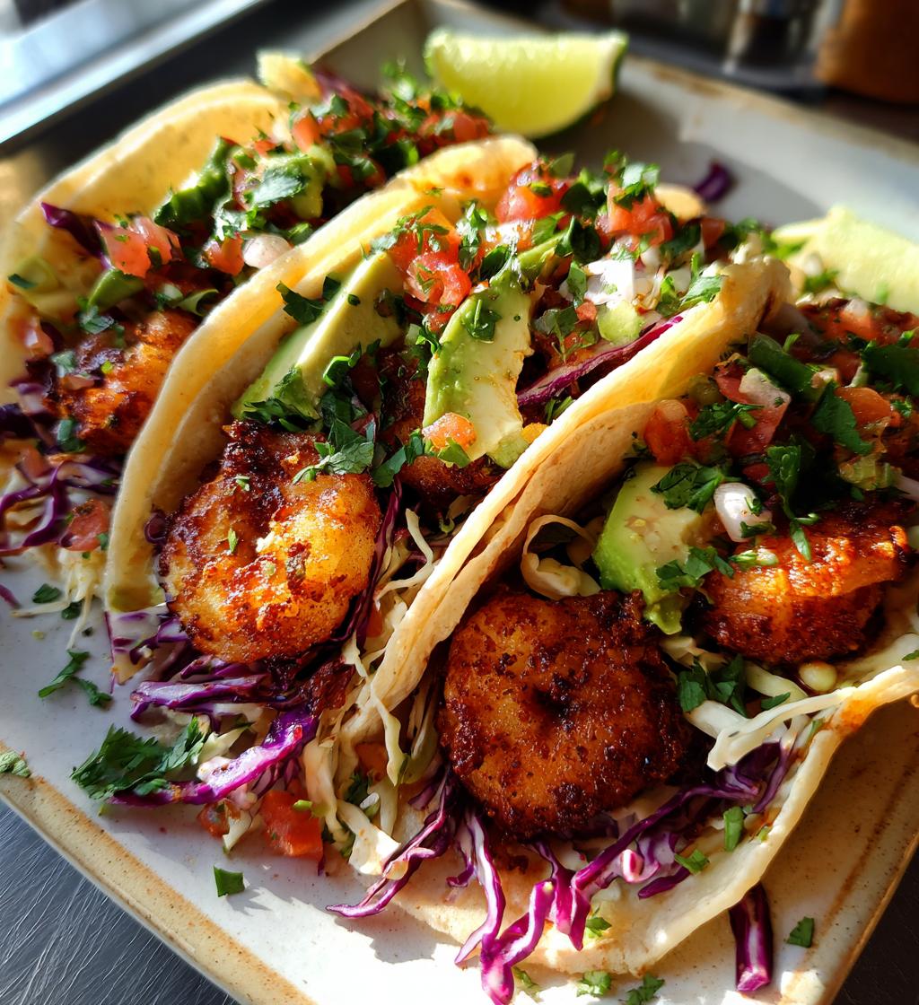 fried shrimp tacos - detail 1