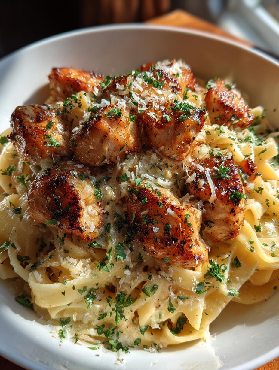 garlic butter chicken bites with creamy parmesan pasta recipe