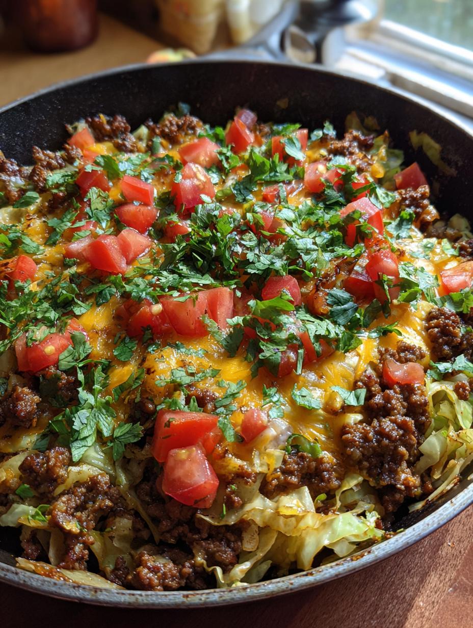 ground beef taco cabbage skillet - detail 1