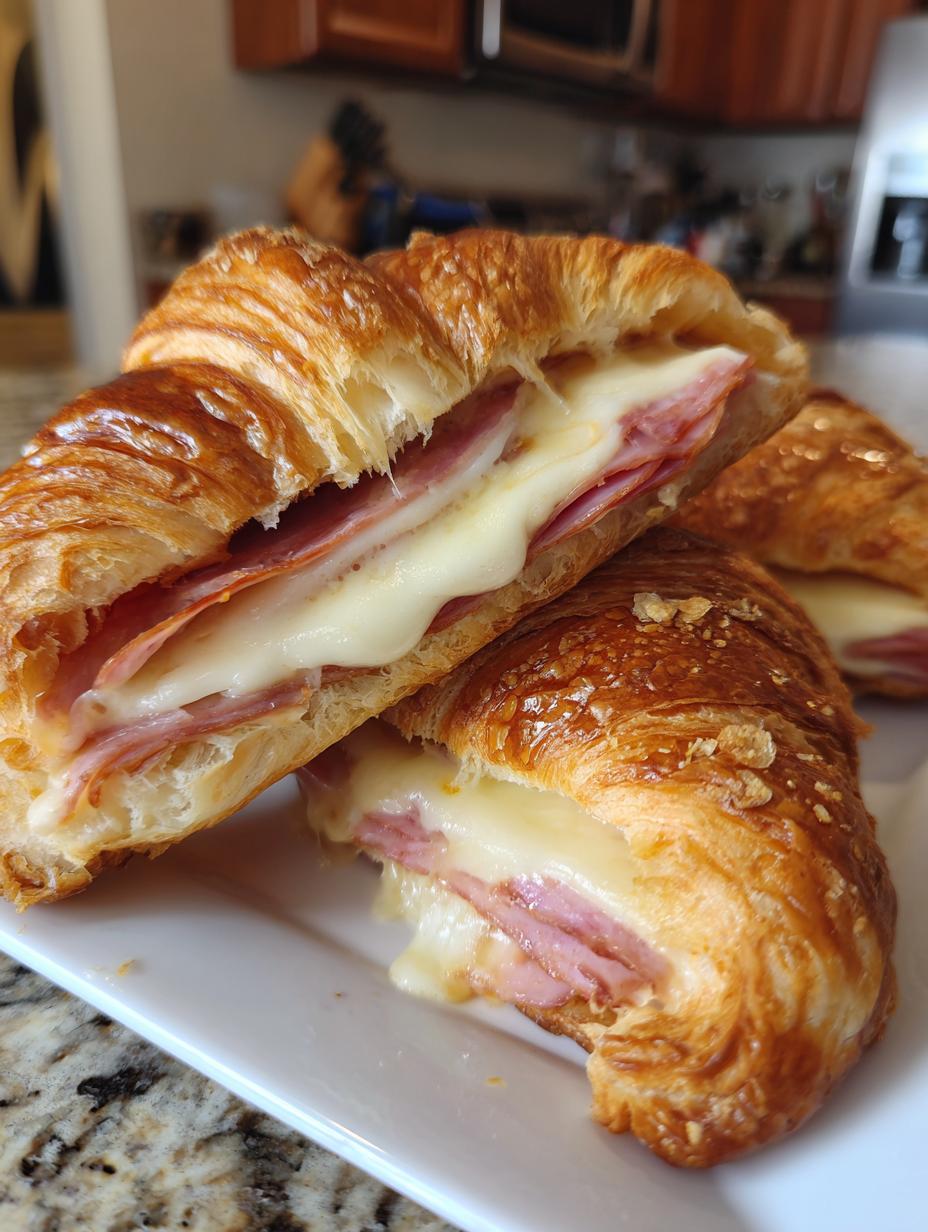 ham cheese croissant sandwiches - detail 1