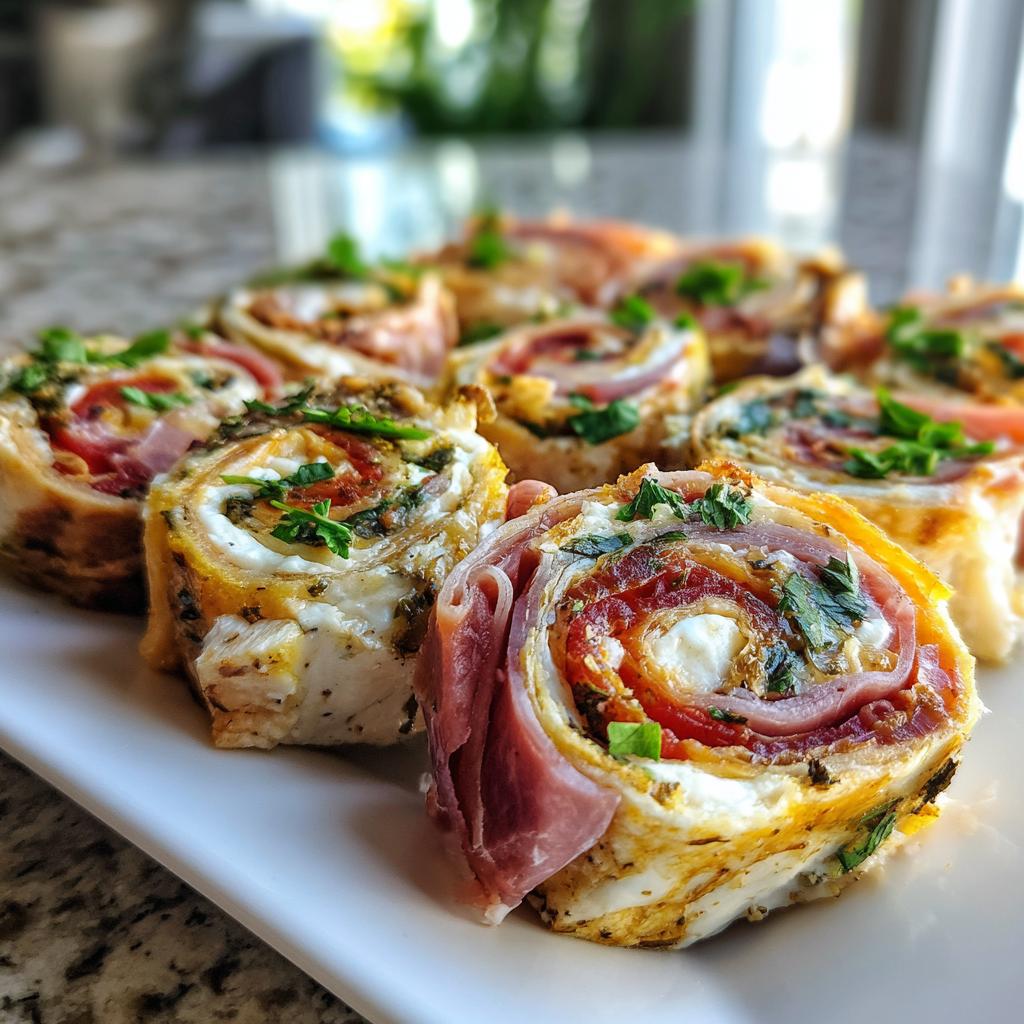 meat and cheese pinwheel appetizers - detail 1