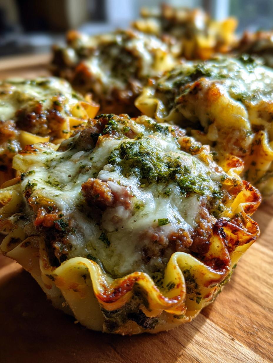 minced lamb and pesto lasagna cups - detail 1