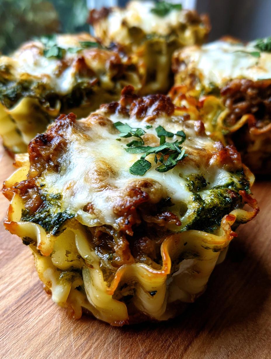 minced lamb and pesto lasagna cups
