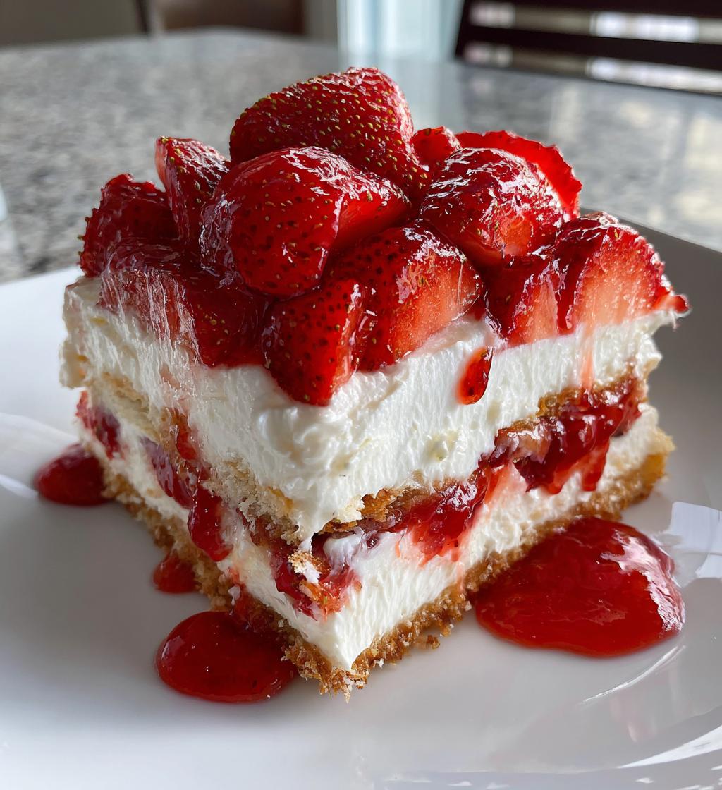 no bake strawberry lasagna - detail 1