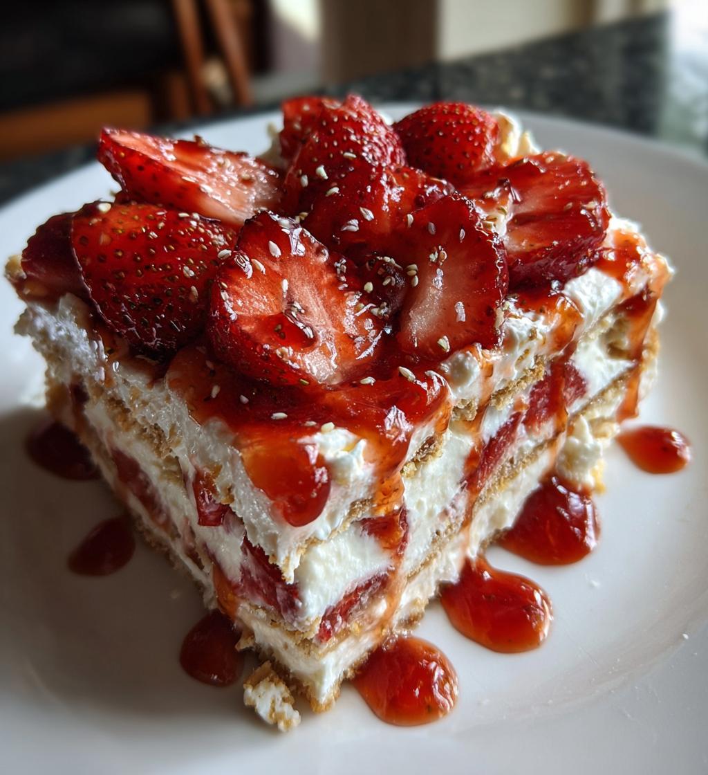no bake strawberry lasagna
