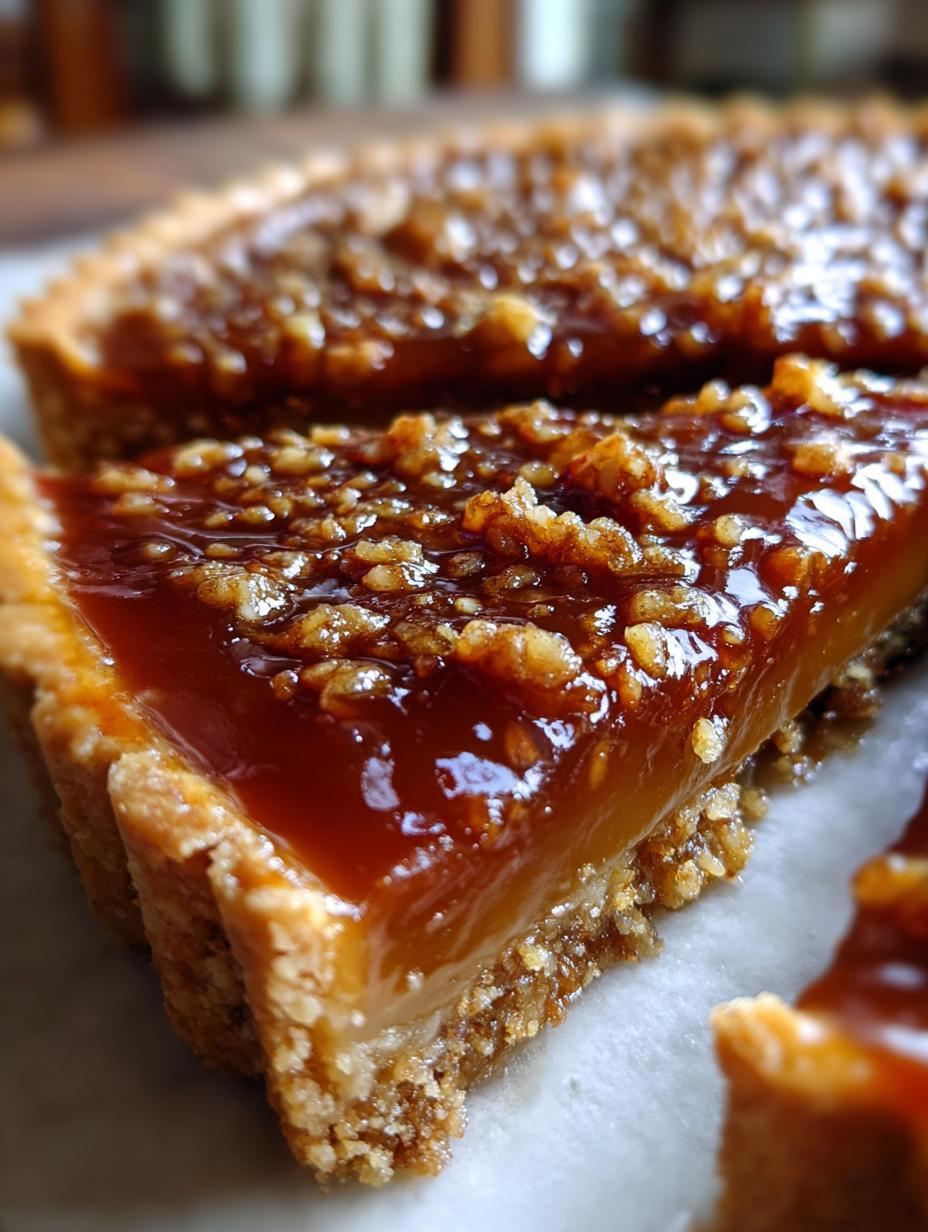 nutty caramel crunch tart - detail 1
