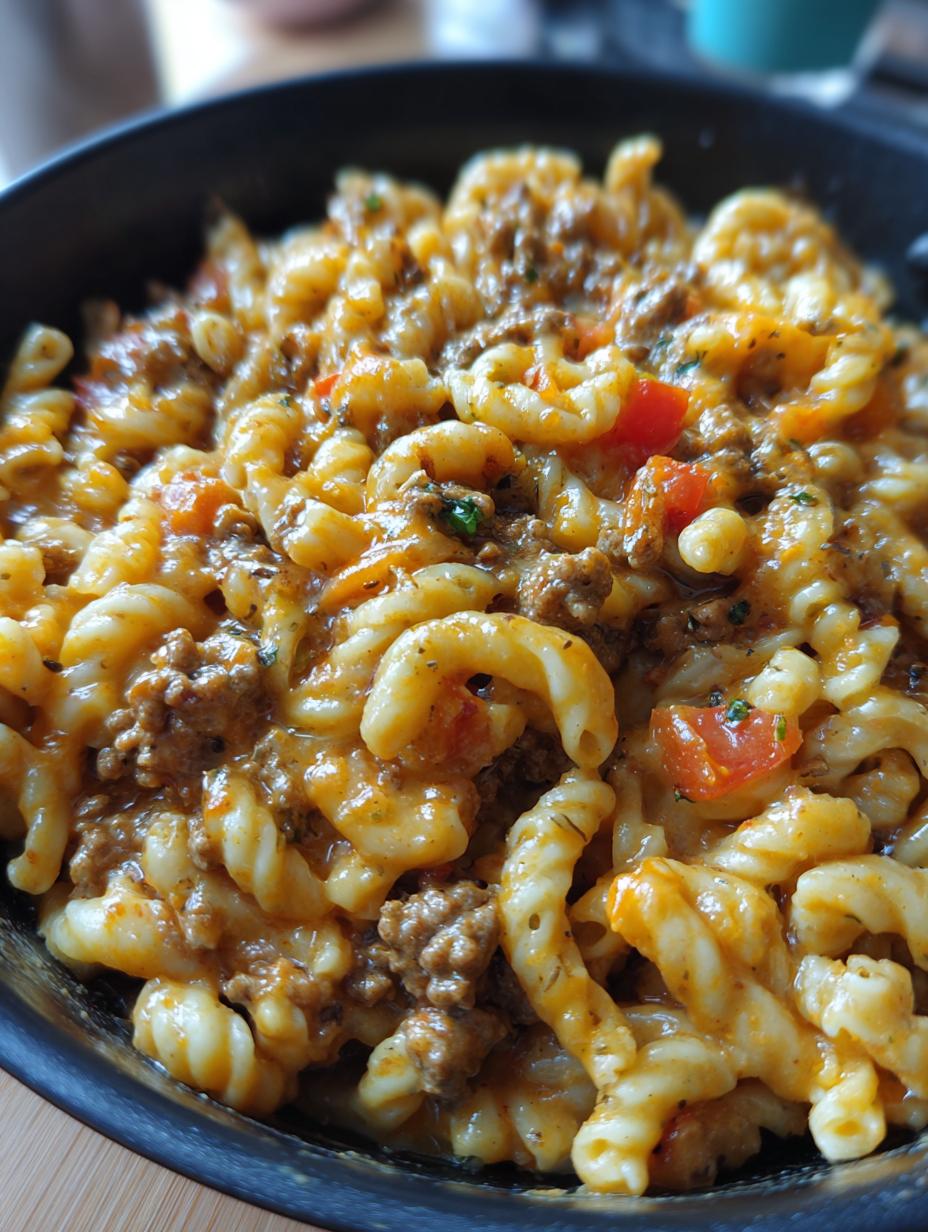 one pot cheeseburger macaroni - detail 1