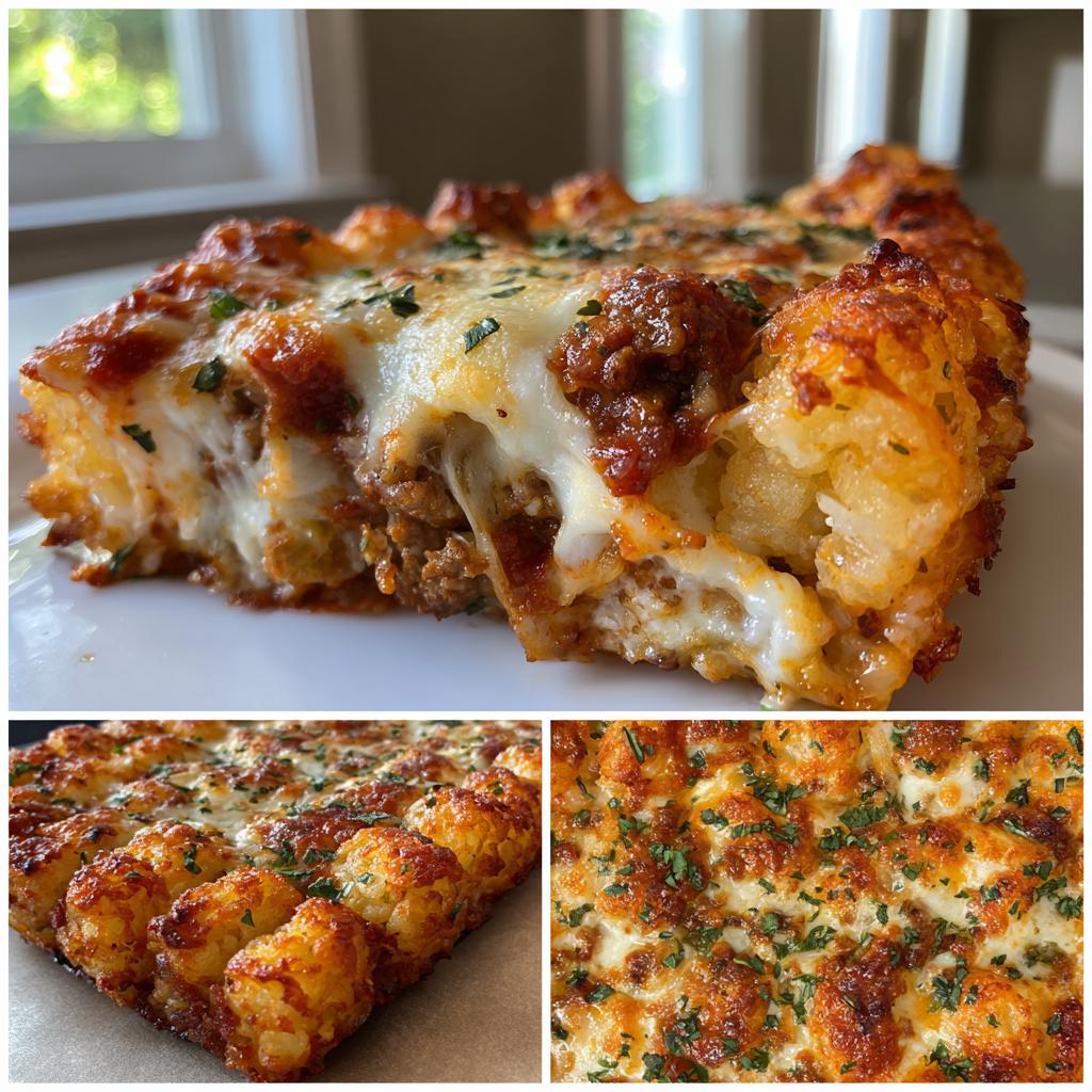 pizza tator tot hotdish - detail 1