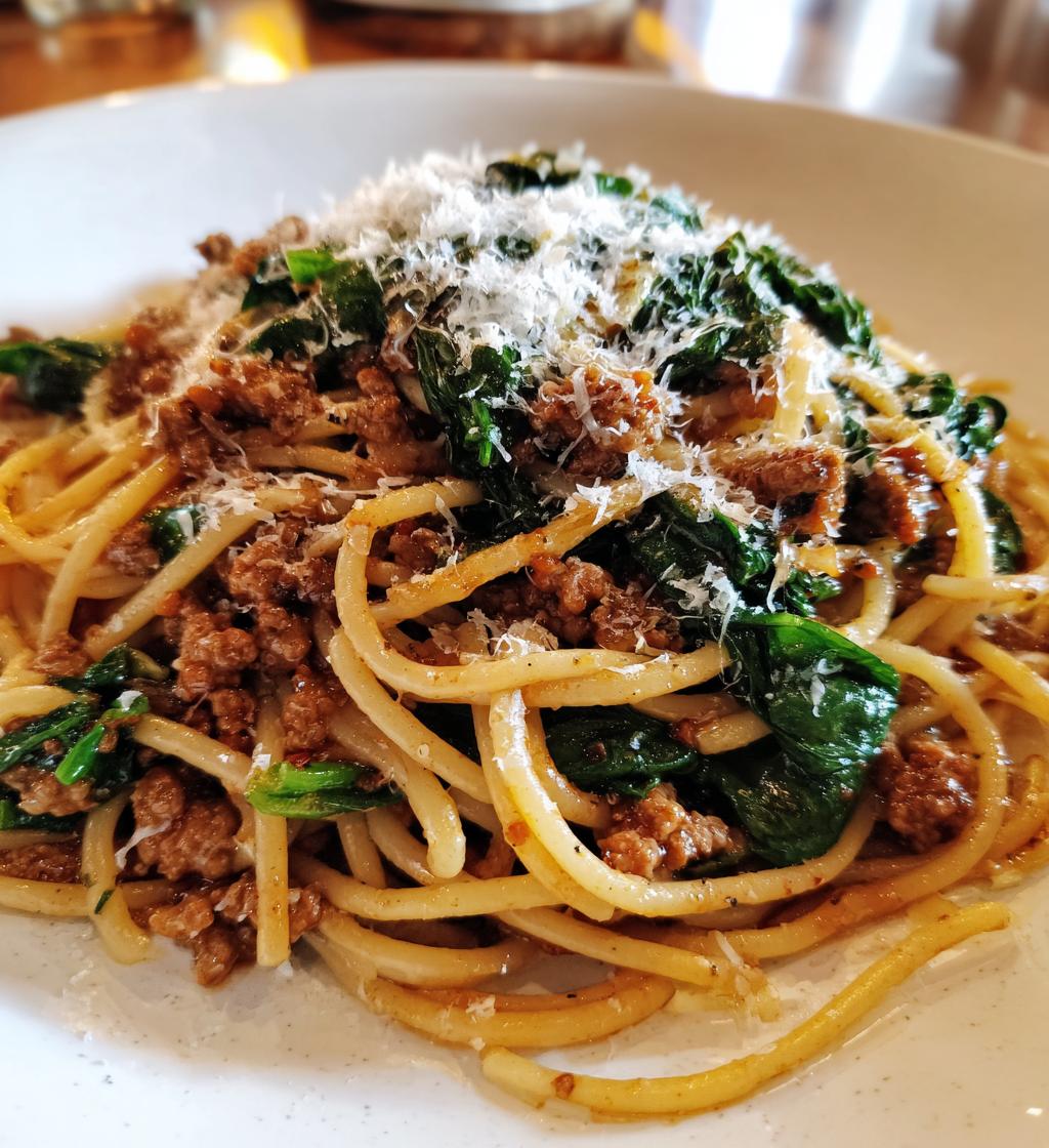 quick beef mince and spinach pasta - detail 1