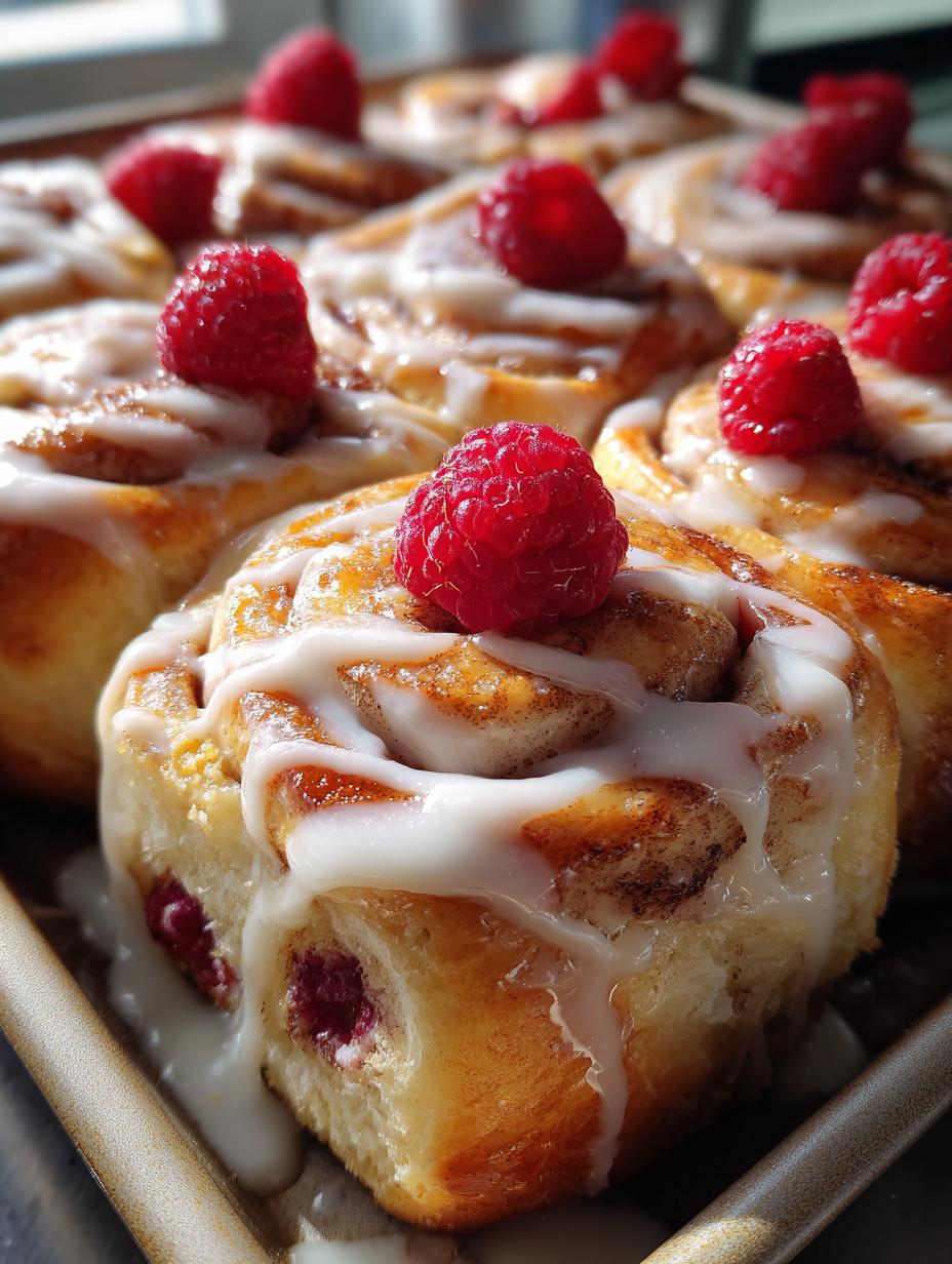 raspberry cinnamon rolls - detail 1