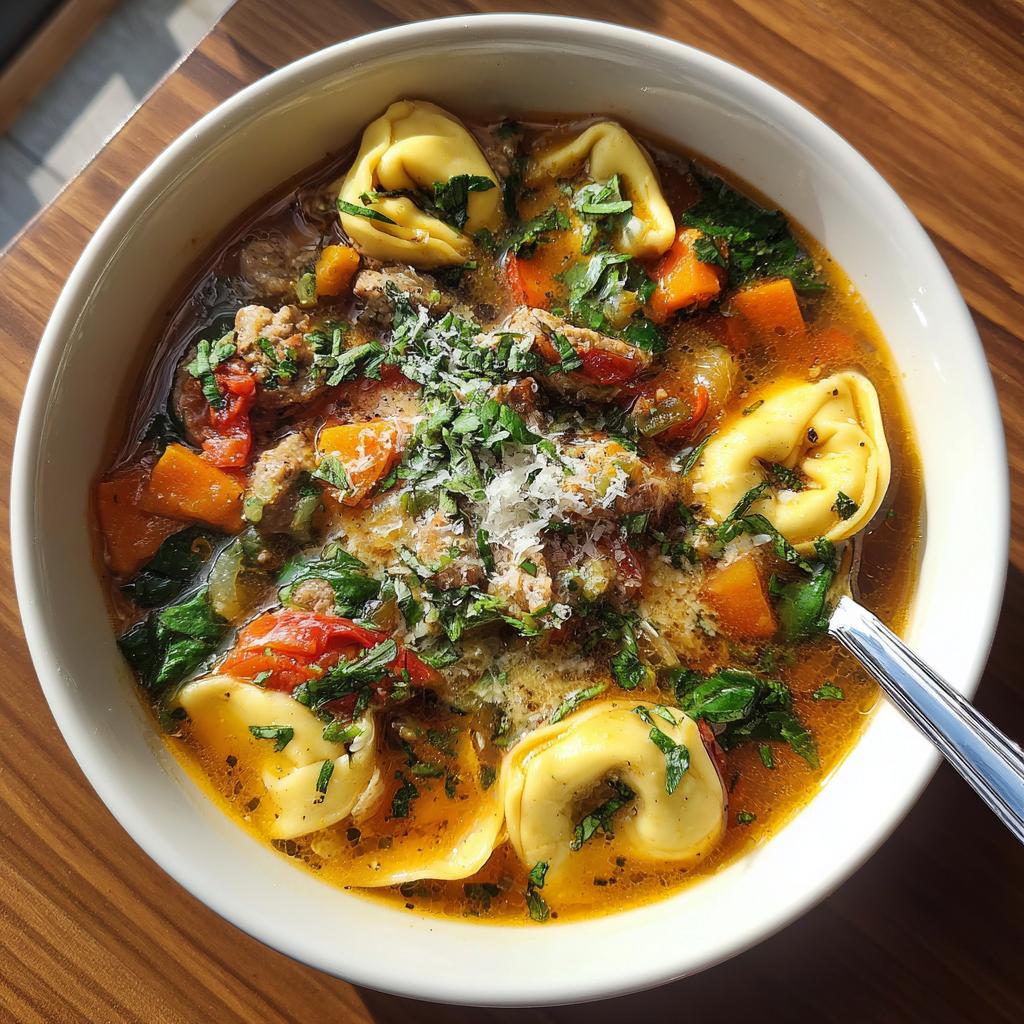 sausage tortellini soup - detail 1