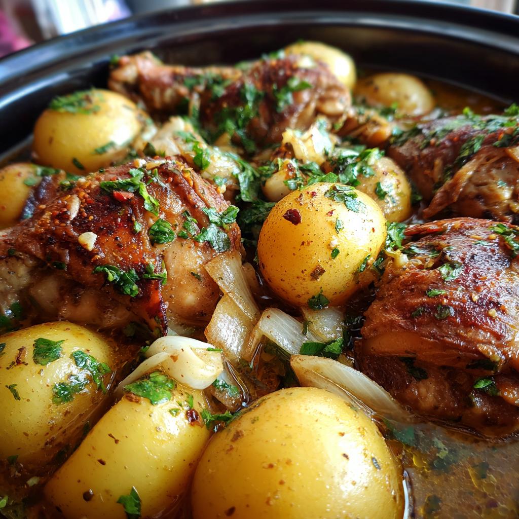 slow cooker chicken and potatoes - detail 1