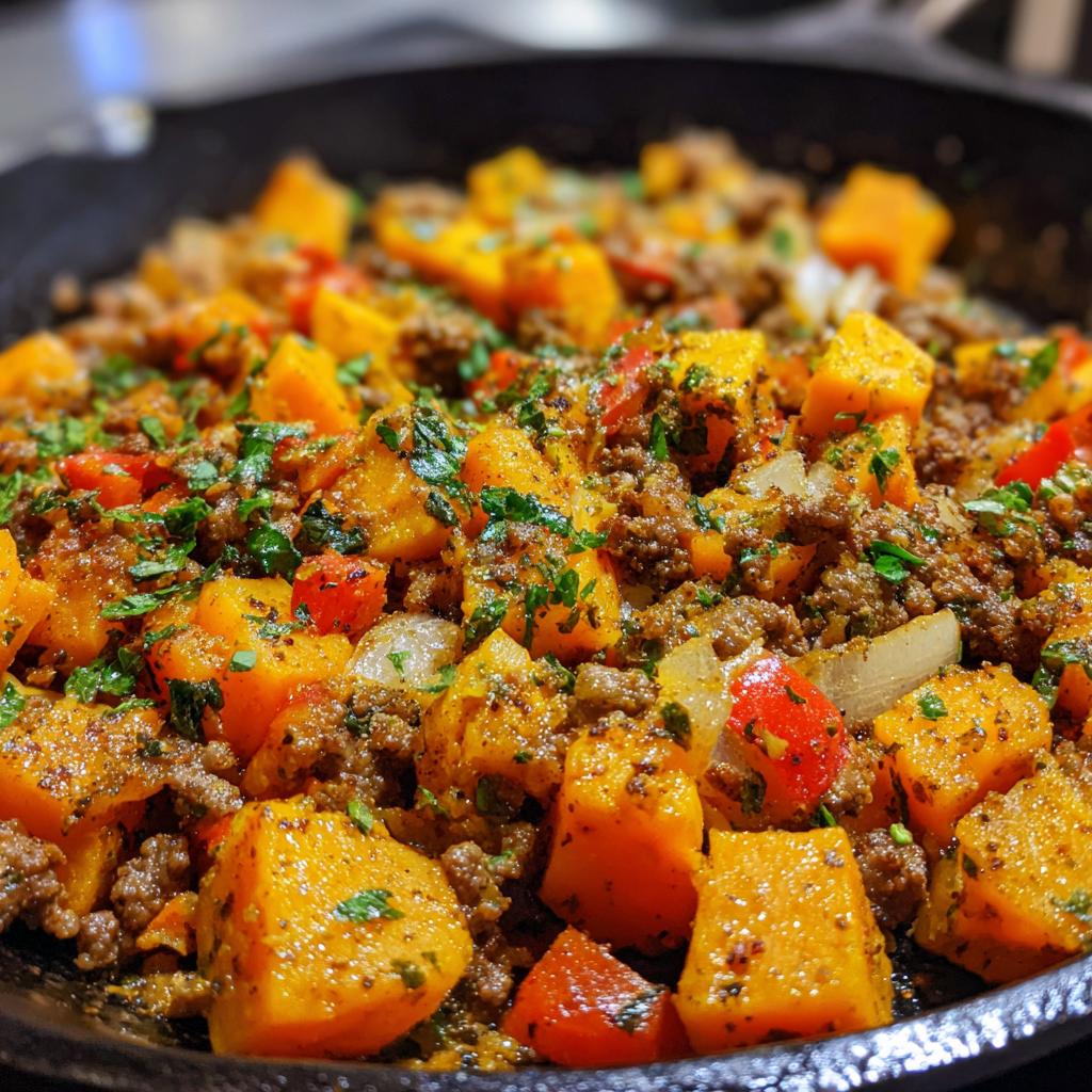 southwest ground beef sweet potato skillet
