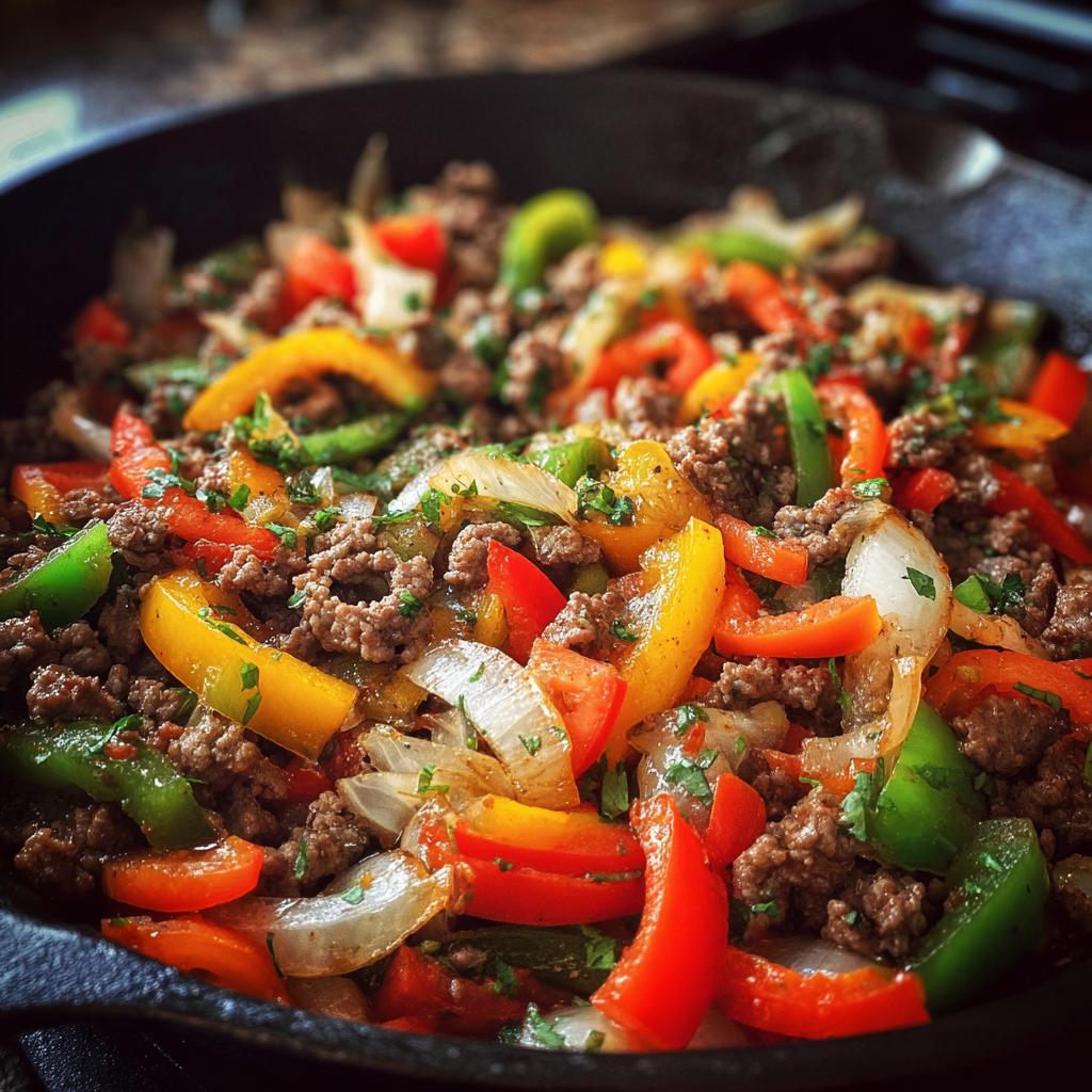 southwest skillet with ground beef - detail 1